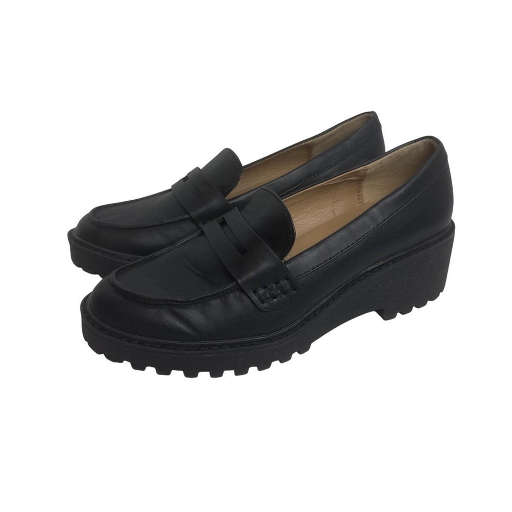 DV Dolce Vita Womens 9.5 Randee Loafer Black Chunky Heel Preppy‎ Acedemia 90s